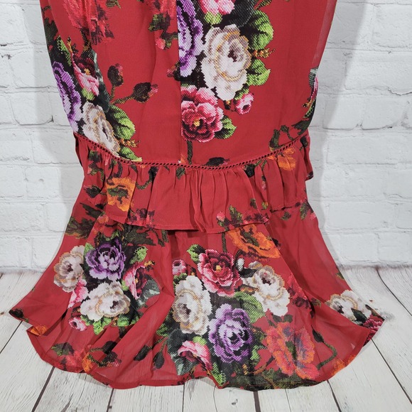 Hope & Ivy Maternity Flutter Sleeve Midi Tea Dress In Mixed Floral 6 NWT - Picture 7 of 14